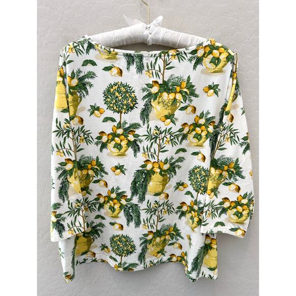 TALBOTS | Plus Size Petite Lemon Tree Print Shirt Top Cotton Blend | Size 2X - Picture 4 of 6